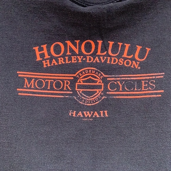 HARLEY DAVIDSON BLACH SLEEVELESS TEE SHIRT FROM HONOLULU HAWAII - Picture 3 of 4